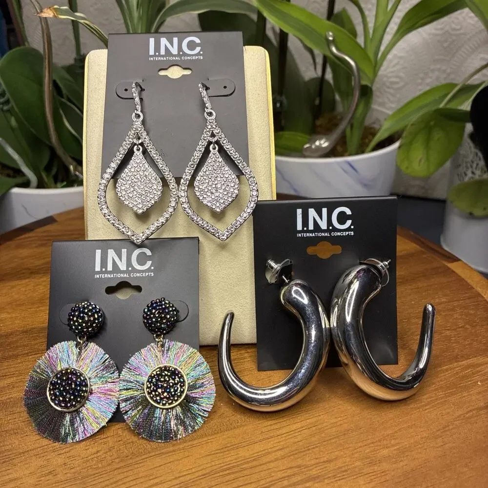 Three pairs INC international concepts earrings. new $80 Retail